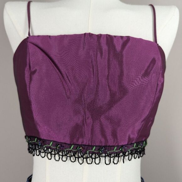 Vintage Alfred Angelo Purple Beaded Cropped Bustier Top – Size Small - Picture 3 of 7